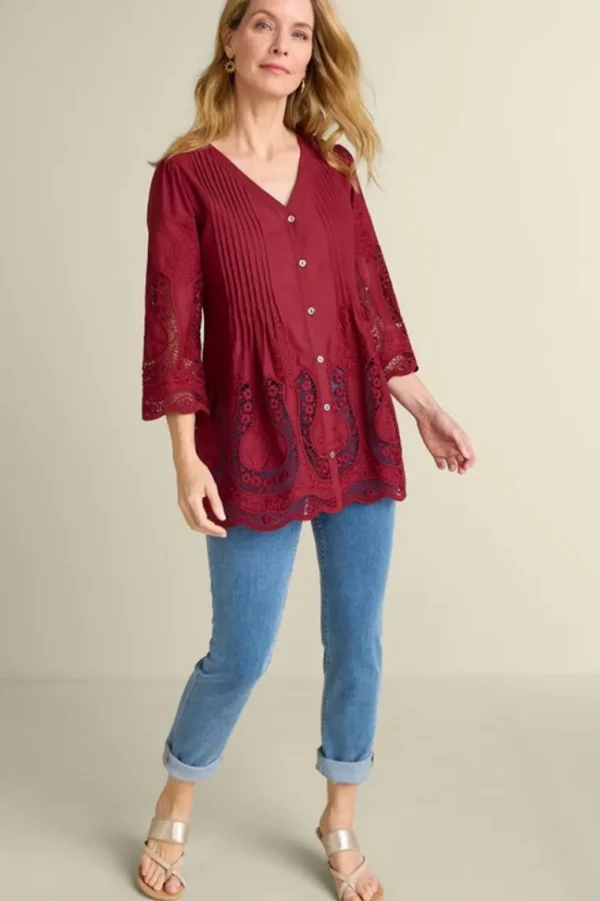 Soft Surroundings Trella Eyelet Top- Tops