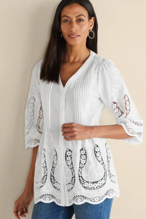 Soft Surroundings Trella Eyelet Top- Tops