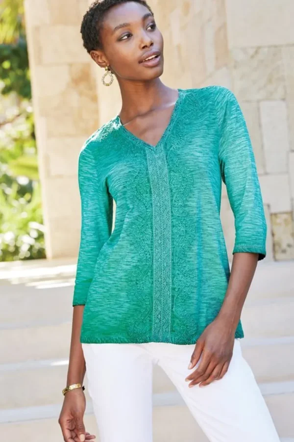 Soft Surroundings Trevi Lace Top- Tops