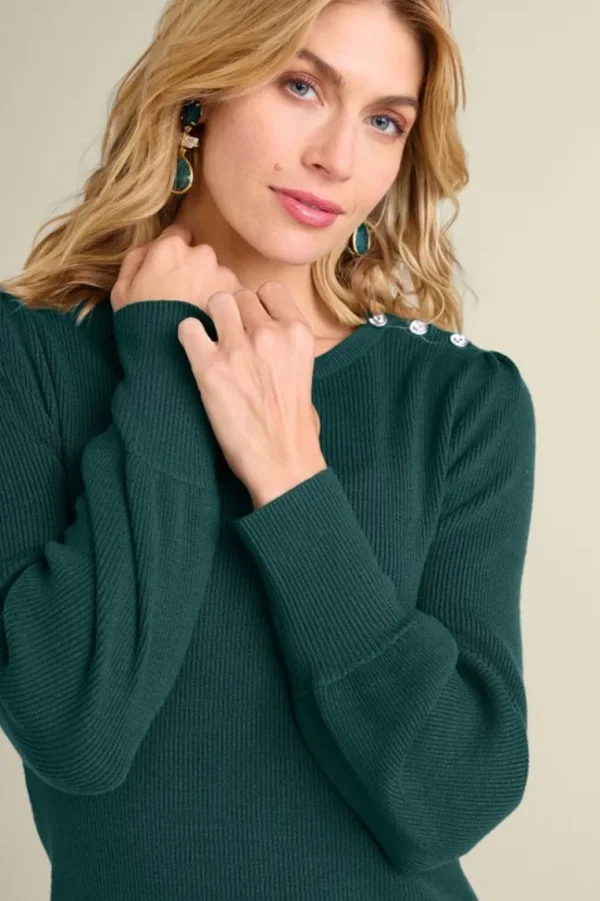 Soft Surroundings Tyla Button Shoulder Sweater- Tops | Sweaters & Cardigans