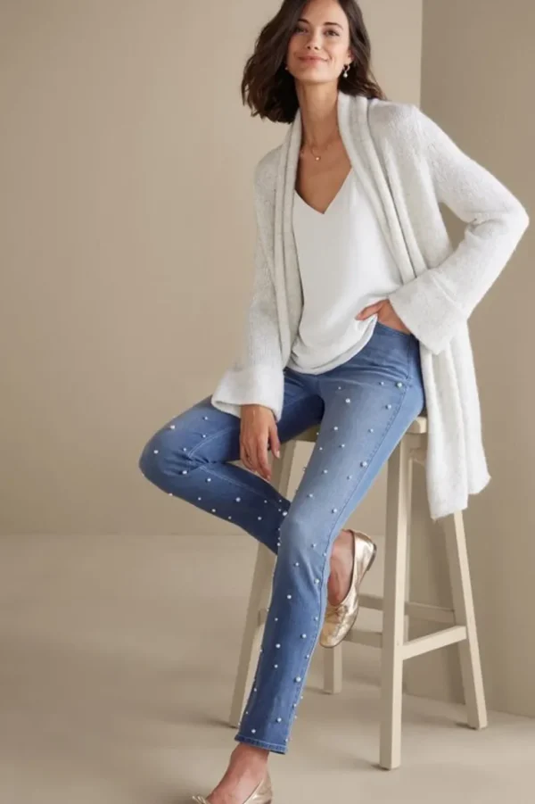 Soft Surroundings Ultimate Denim Pearl Straight Leg Jeans- Jeans