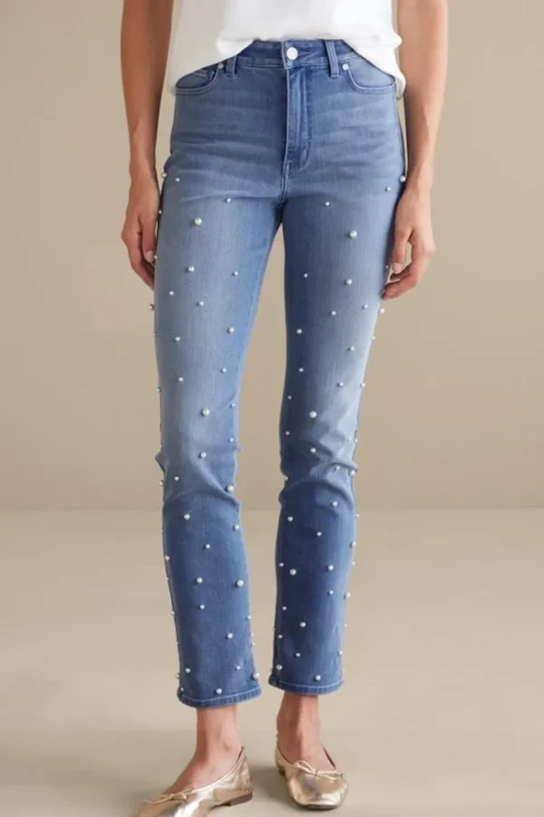 Soft Surroundings Ultimate Denim Pearl Straight Leg Jeans- Jeans