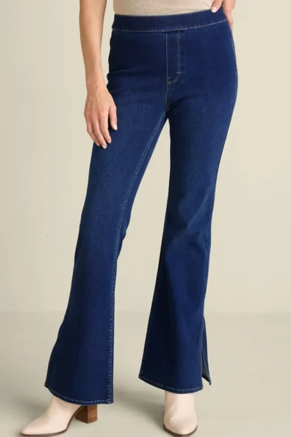 Soft Surroundings Ultimate Denim Slit Hem Flare Jeans- Jeans