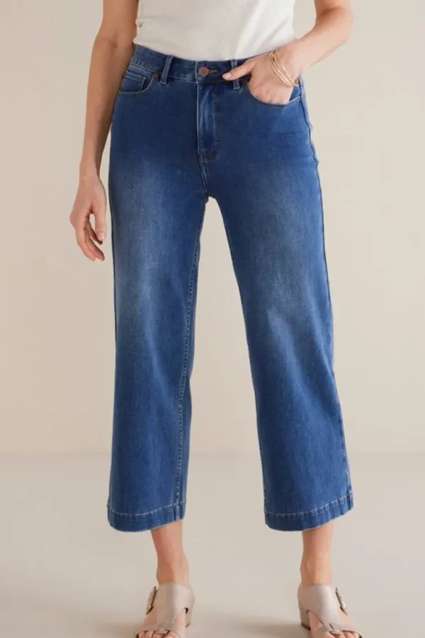 Soft Surroundings Ultimate Denim Wide Leg Crop Jeans- Jeans