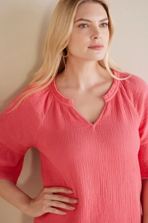 Soft Surroundings Vinka Gauze Pullover- Tops