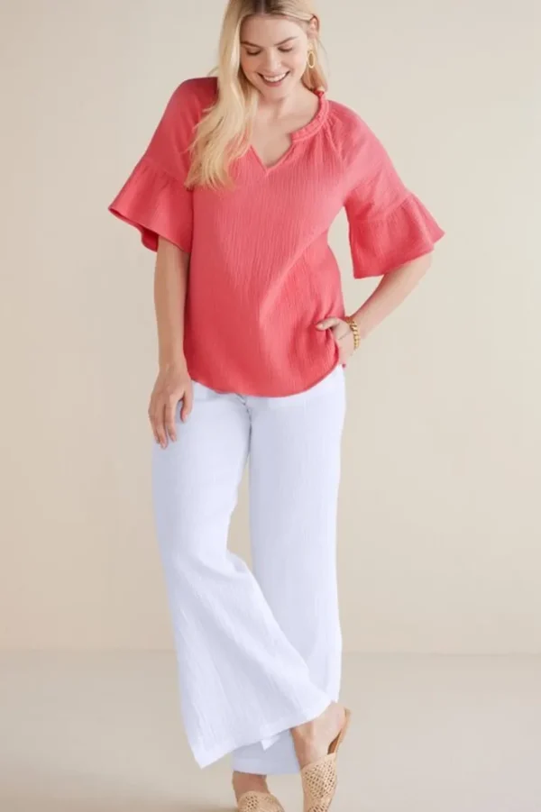 Soft Surroundings Vinka Gauze Pullover- Tops