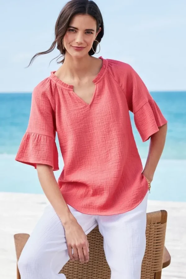 Soft Surroundings Vinka Gauze Pullover- Tops