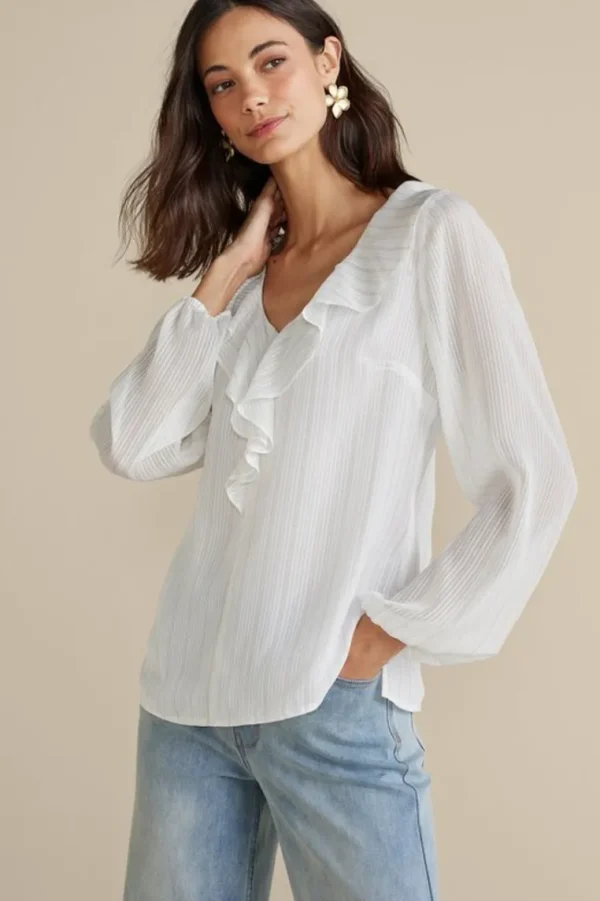 Soft Surroundings Xenia Ruffle Top- Tops